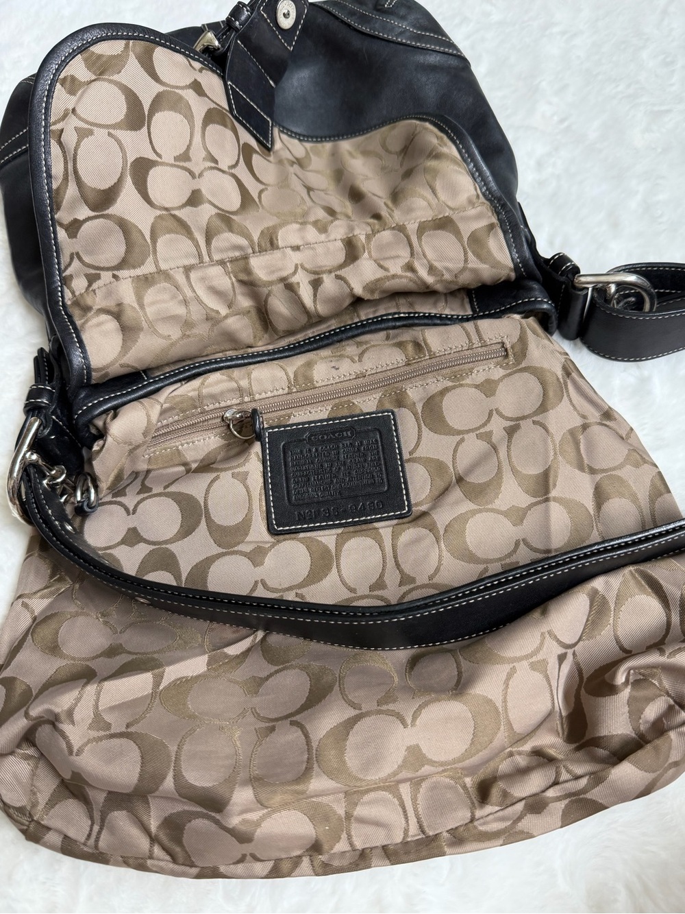 Coach Black Leather Shoulder Bag with Buckle Detail - Picture 13 of 16
